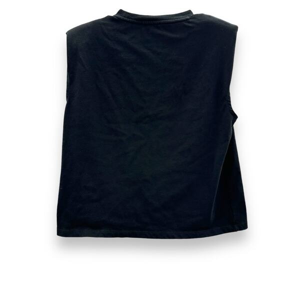 J.‎ Crew Black Sleeveless Padded Shoulder Muscle Tee Shirt Sz S - Picture 2 of 5